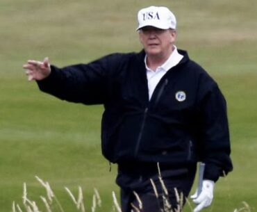 Trump visits Scottish golf course amid planned protests