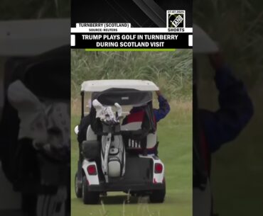 US President Donald Trump plays golf on his Turnberry course during his visit to Scotland