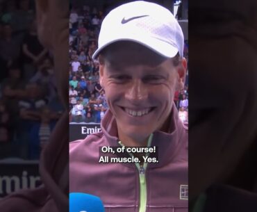 Jannik Sinner is working on his Baywatch body 💪🤣 #AustralianOpen 🇦🇺