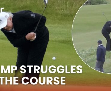 Trump’s golf game UNRAVELS at Turnberry while protests gather nearby