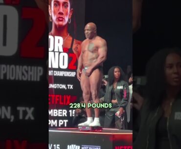 Mike Tyson makes weight and shows off his intimidating physique ahead of his fight against Jake Paul