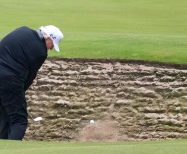 Trump plays golf at his course in Turnberry, Scotland