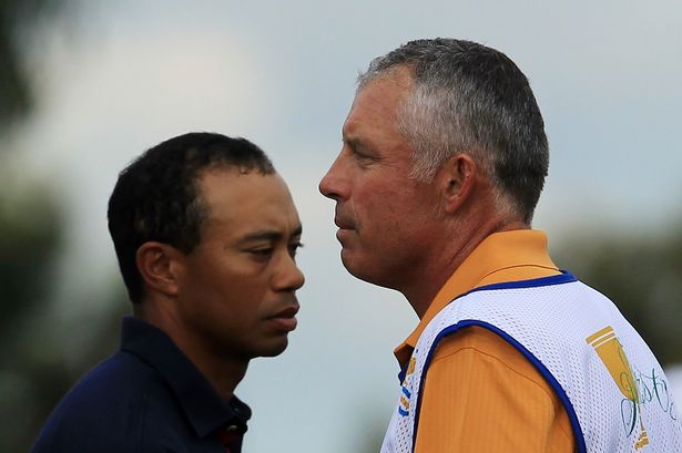 Steve Williams and Tiger Woods on the golf course