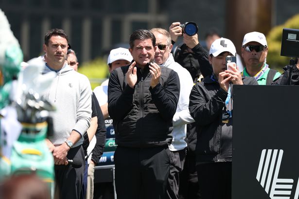 LIV Golf CEO Scott O'Neil on the 1st hole on day three of LIV Golf Korea