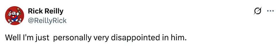 Tweet by Rick Reilly expressing personal disappointment in Trump