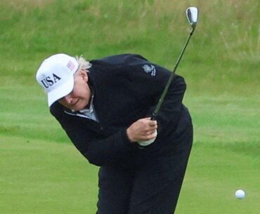Trump back on the golf course for day two of Scottish visit