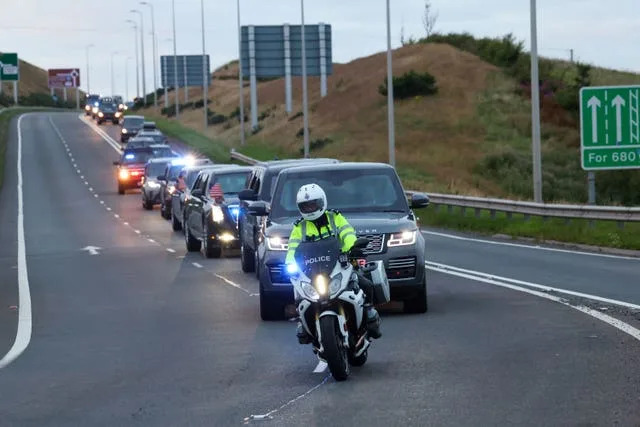 US President Donald Trump’s motorcade on the A77 in Maybole, South Ayrshire