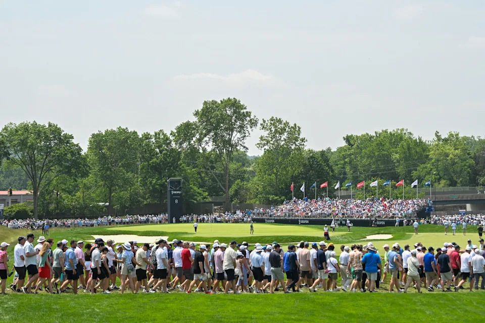 OAKMONT, PENNSYLVANIA - JUNE 12: Fans walk across the eighth hole during the first round of 125th U.S. Open Championship at Oakmont Country Club on June 12, 2025 in Oakmont, Pennsylvania. (Photo by Ben Jared/PGA TOUR via Getty Images)Ben Jared&sol;Getty Images