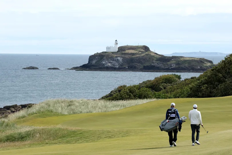 Matt Fitzpatrick walks on the 13th hole during the pro-am ahead of the 2025 Genesis Scottish Open at The Renaissance Club.