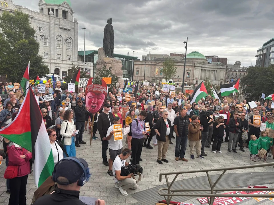 Many also brought Palestinian flags to show support for Gaza (PA)