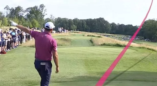 Jon Rahm's tee shot veers off course