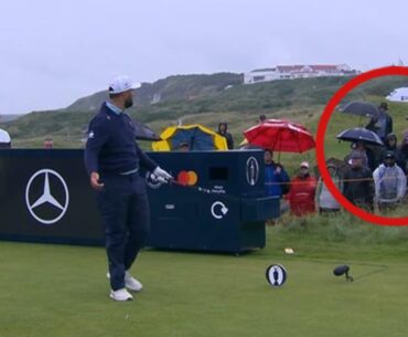 Jon Rahm snaps at fan at Royal Portrush, video