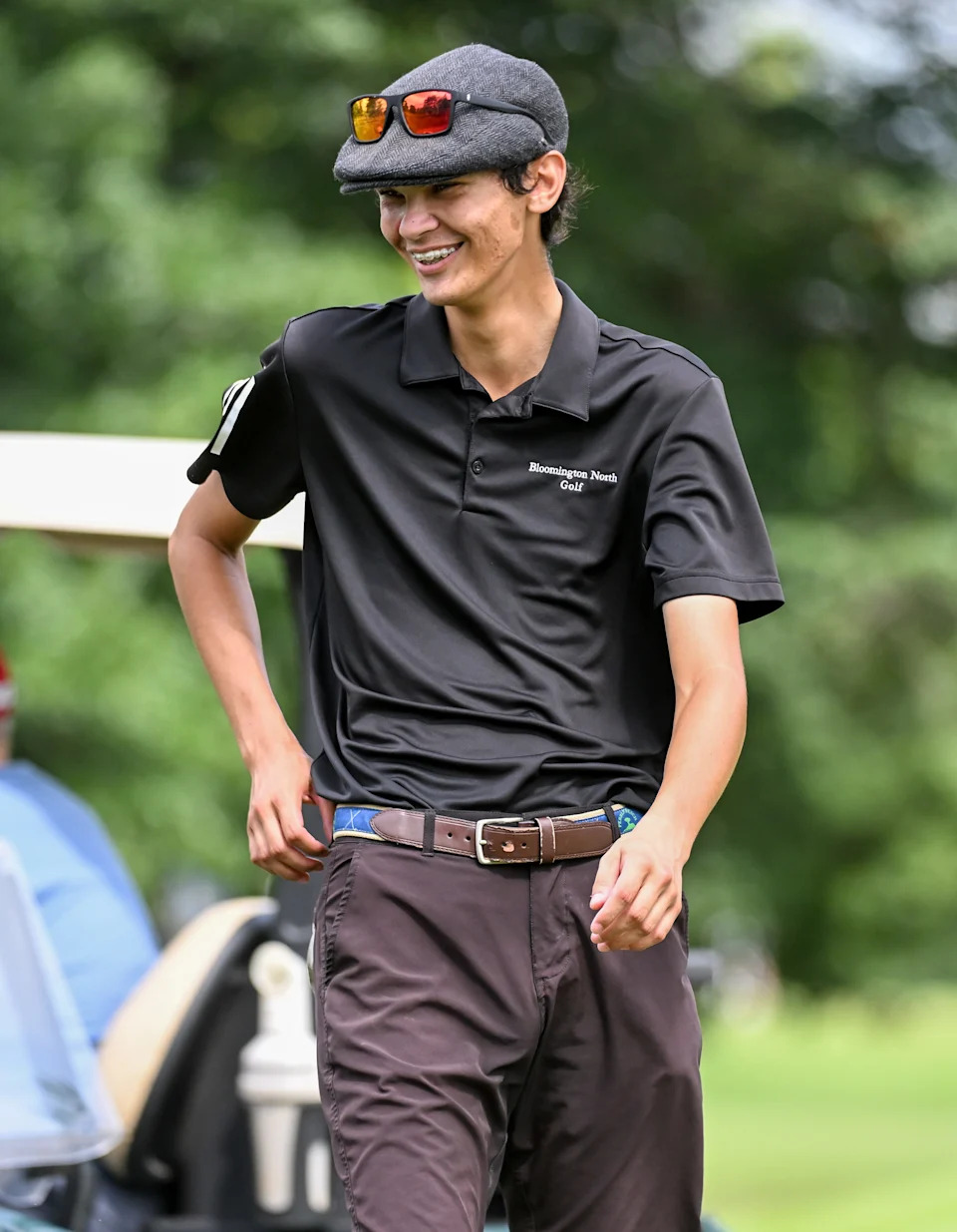 Simon Deliyannis smiles after winning his semi-final match in the Men's Championship division in the City Golf Tournament at Cascades Golf Course on Saturday, July 12, 2025.