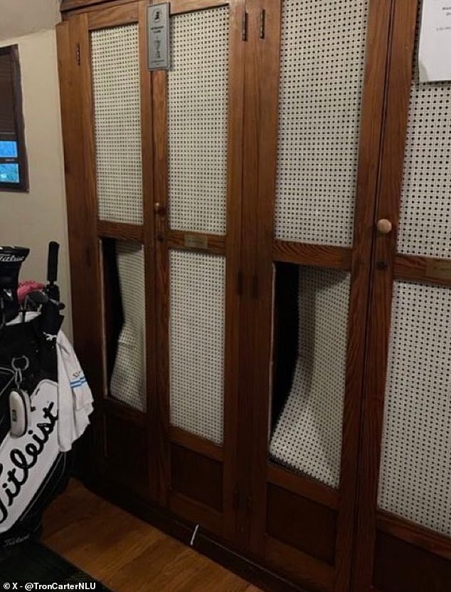 This image was shared alleging to show the damage that Clark did to his locker
