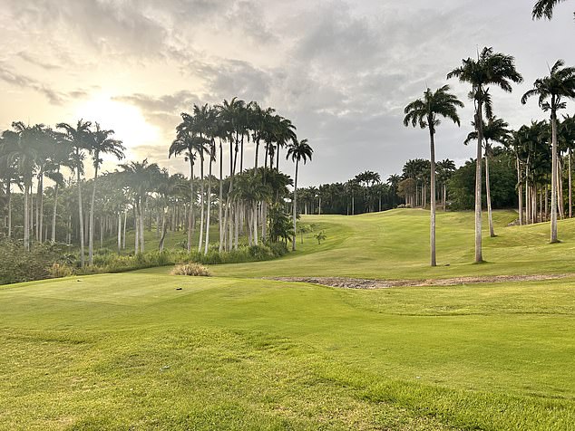 The 14th hole was my favourite on the course, boasting a dog leg around to the left, up towards a raised green