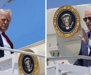 side by side photos of President Trump on the left and President Biden on the right
