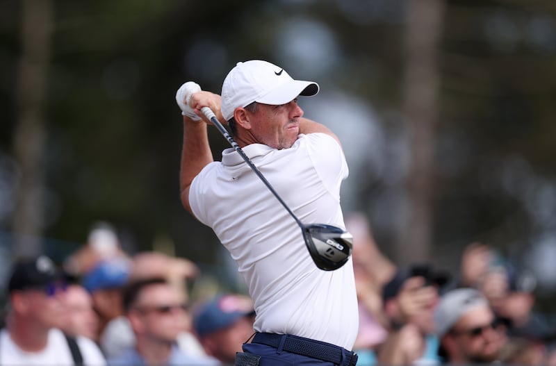 Rory McIlroy of Northern Ireland tees off on the eighth hole on day four of the Scottish Open. Photograph: Andrew Redington/Getty
