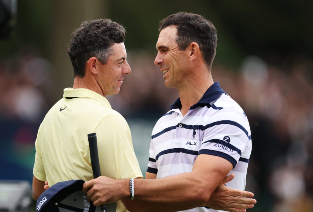 Rory McIlroy and Billy Horschel shake hands att he 2024 BMW Championsnhip