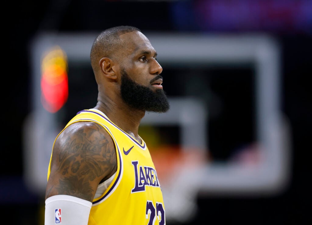 LeBron James of the Los Angeles Lakers during a 103-96 loss to the Minnesota Timberwolves