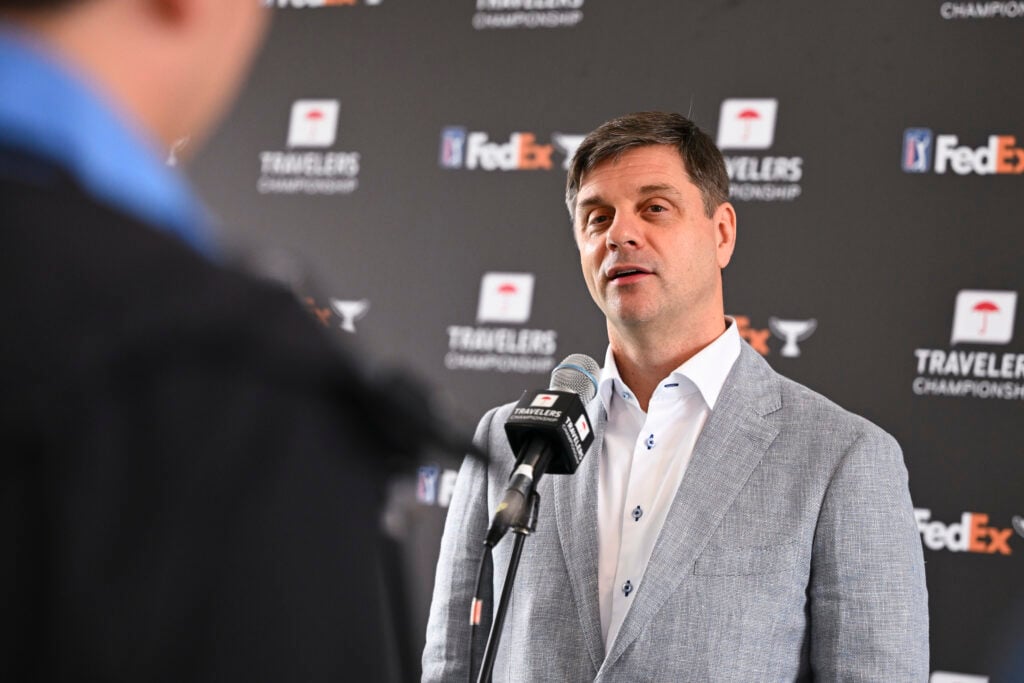 New PGA TOUR CEO Brian Rolapp addresses the media