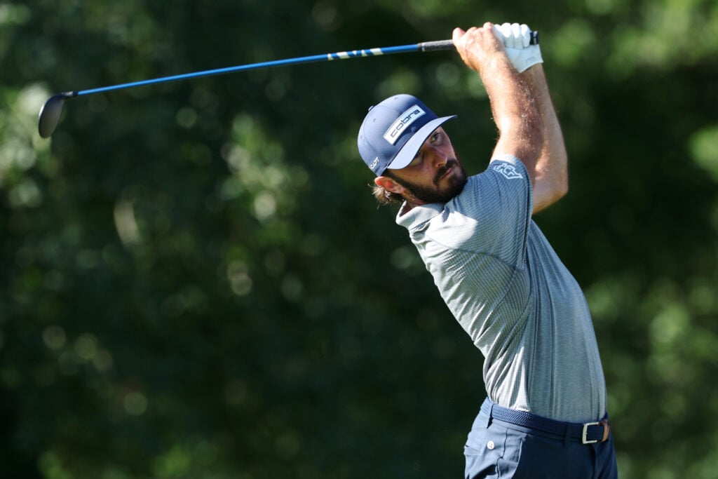 Max Homa hits a tee shot during the first round of the John Deere Classic