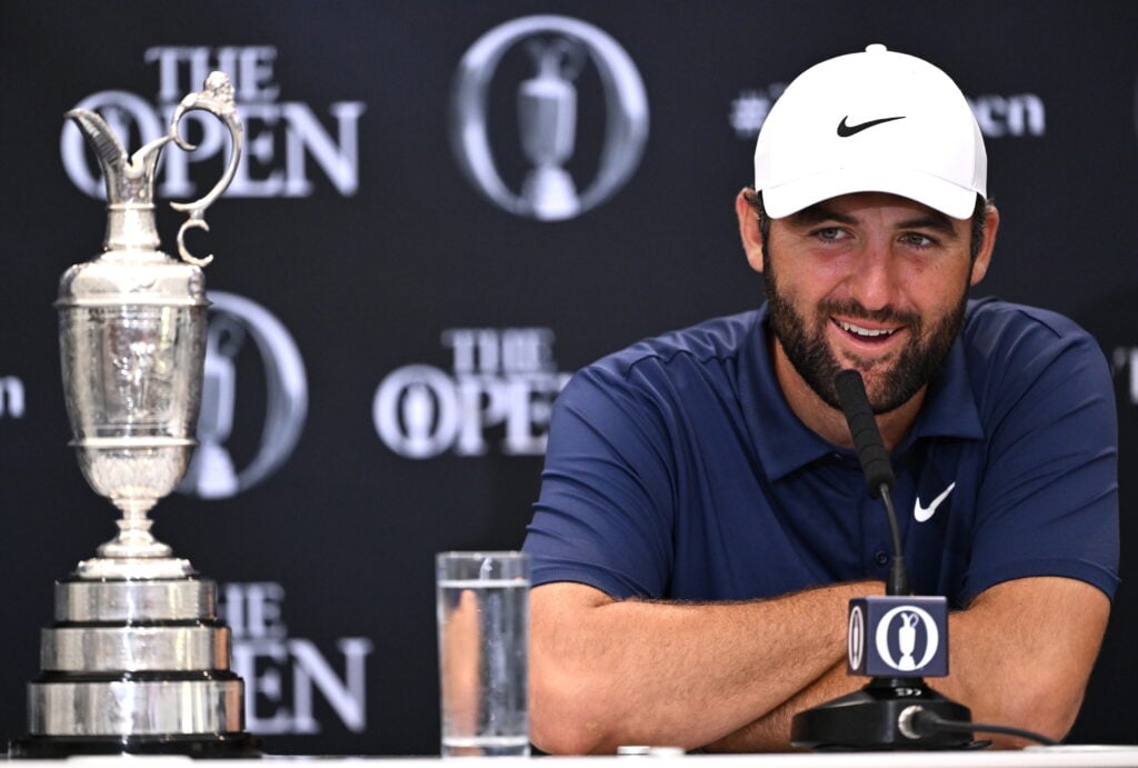 Scottie Scheffler holds a press conference after winning The Open Championship at Royal Portrush