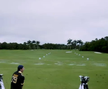 Pros try their best Happy Gilmore swing.