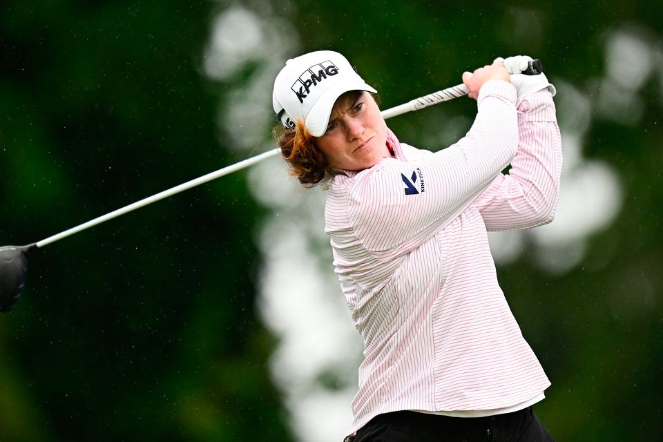 Leona Maguire plays her tee-shot on the 18th hole during day two of the KPMG Women’s Irish Open at Carton House. Photo by Seb Daly/Sportsfile