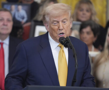 President Donald Trump speaks during a ceremony to sign the "Halt All Lethal Trafficking of Fentany...