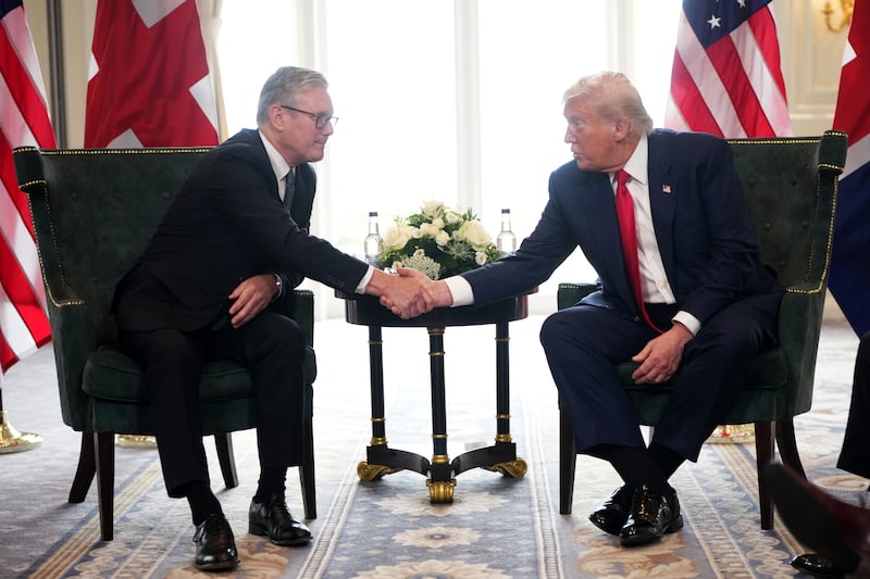 Sir Keir Starmer shakes hands with US President Donald Trump during their meeting at Trump Turnberry