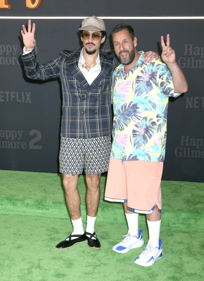 Adam Sandler and Bad Bunny at the Happy Gilmore 2 premiere.