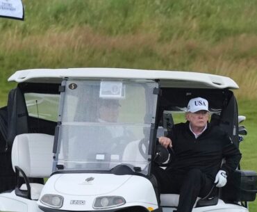 Trump plays golf in Scotland amid nationwide protests