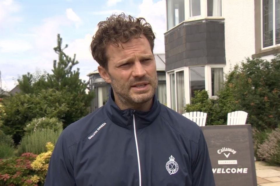 Jamie Dornan at The Open in Portrush on Saturday. Picture: BBC