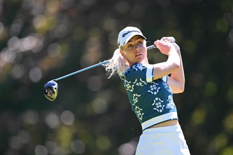 Charley Hull of England playing golf.