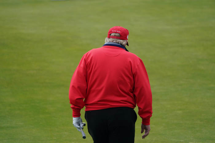 Trump at his course in Scotland.