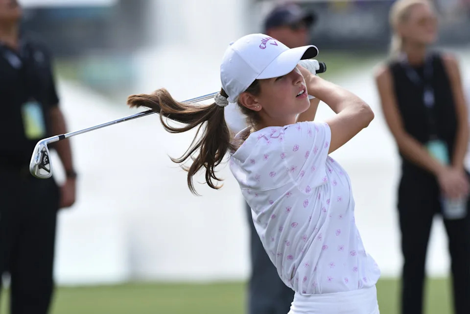 DORAL, FL - OCTOBER 27: Former President Donald Trump's niece Kai Trump plays in the ProAm ahead of the LIV Golf Team Championship, on October. 27, 2022, at Trump National Doral Golf Club in Doral, FL. (Photo by Michele Eve Sandberg/Icon Sportswire via Getty Images)Icon Sportswire&sol;Getty Images