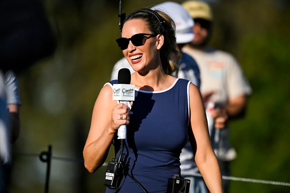 PONTE VEDRA BEACH, FLORIDA - MARCH 12: Paige Spiranac commentates the broadcast during the Creator Classic prior to THE PLAYERS Championship 2025 at TPC Sawgrass on March 12, 2025 in Ponte Vedra Beach, Florida. (Photo by Ben Jared/PGA TOUR)<p><a href="https://www.gettyimages.com/detail/2204942475" rel="nofollow noopener" target="_blank" data-ylk="slk:Ben Jared&sol;Getty Images;elm:context_link;itc:0;sec:content-canvas" class="link ">Ben Jared&sol;Getty Images</a></p>