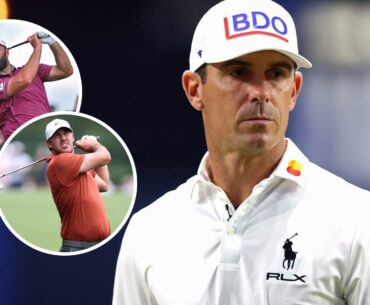 Billy Horschel makes Jon Rahm and Brooks Koepka point when asked if LIV players should be allowed back on the PGA Tour