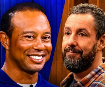Tiger Woods, Adam Sandler as Happy Gilmore from Happy Gilmore 2
