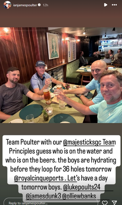 Ian Poulter and his son Luke prepared for Open Qualifying in the bar