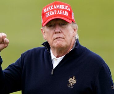 Former US president Donald Trump playing golf at Turnberry golf course during his visit to the UK. Picture date: Tuesday May 2, 2023.