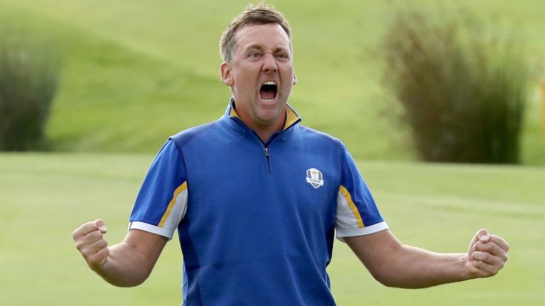 during the final day singles matches of the 2018 Ryder Cup at Le Golf National on September 30, 2018 in Paris, France.