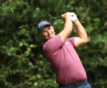 Pádraig Harrington overcomes ‘crazy’ distractions with bogey-free 65 to lead Senior Open