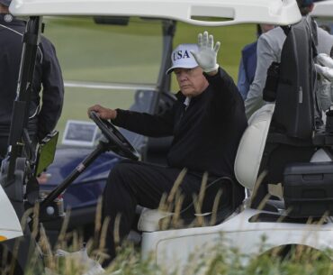 Trump plays golf in Scotland as protesters take to the streets