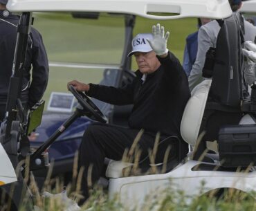 Trump plays golf in Scotland while protesters take to the streets and decry his visit