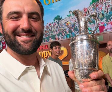 Scottie Scheffler brought the Claret Jug to the premier of Happy Gilmore 2