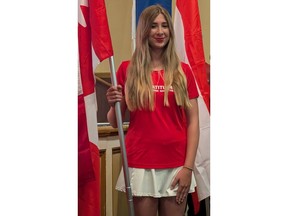 Paris disc golfer Brooklyn O'Krafka was Canada's flag bearer at the recent Professional Disc Golf Association Junior World Championship in Emporia, Kansas. Submitted