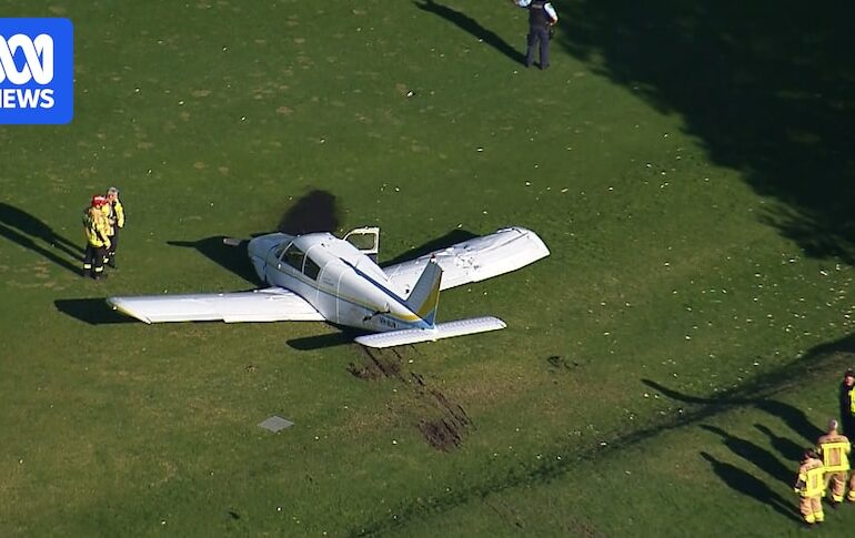 Two people escape serious injury after light plane crash lands on golf course in Sydney's Northern Beaches