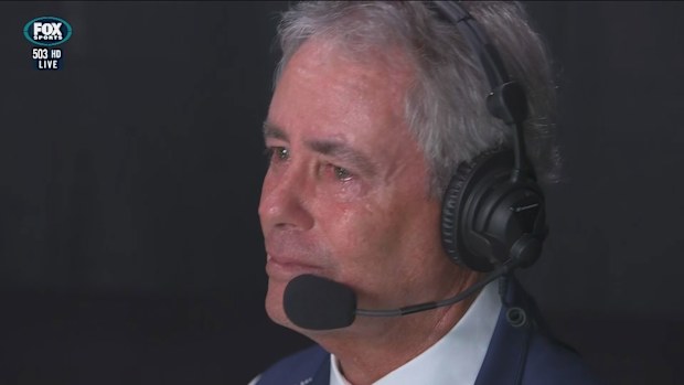 Australian great Ian Baker-Finch in tears upon his commentary retirement.