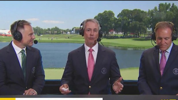 Ian Baker-Finch (middle) alongside his fellow CBS commentators.